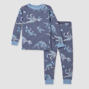 Burts Bees Baby Toddler Boys Dinosaur Fossils Pajama Set Sz 2T